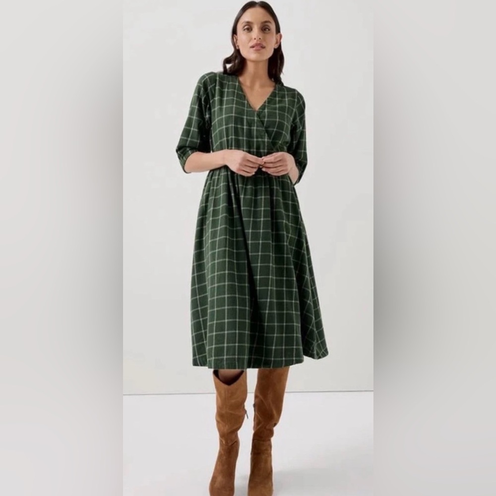 Green Plaid PACT Fireside Flannel. Women's Dress3X